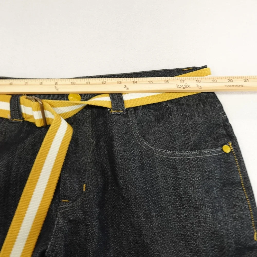 Raw Blue Jeans Mens 38x32 Act 37x30 Black Wide‎ Leg Denim Yellow Belt Grunge